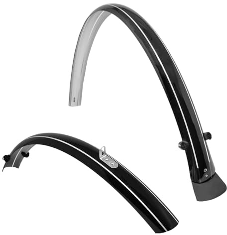 IBK Parafango Bici 28'' Pollici Ruote Set Posteriore Anteriore in Alluminio Plastificato per Biciclette City Bike Olanda Classica Nero Silver