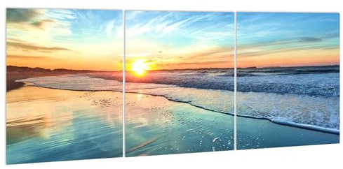 3 Pezzi Quadri Spiaggia Tramonto Stampe Su Tela, Quadri Moderni Soggiorno su Tela Quadri Moderni Camera da letto Soggiorno Decorazioni murale 30x40cm