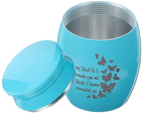 ibasenice Urne Souvenir pour Animaux de Compagnie en Acier Inoxydable Petite Urne Scellée pour Cendres de Chiens et Chats Boîte Commémorative Bleue Compacte et Résistante