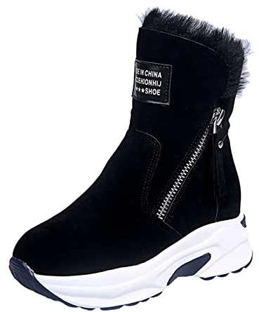 Stivali Da Donna Con Suola Spessa Scarponi Donna Caldo Con Tacco Inverno Tronchetti Corti Antivento Spessi Antiscivolo Morbido Scarpe Allineato Sintetica Impermeabile Stivaletti Snow All'aperto