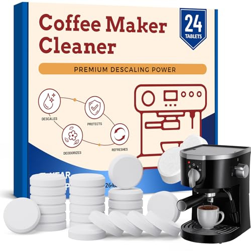 Scent-Hi Pastiglie detergenti per macchine da caffè, pastiglie decalcificanti per tutte le macchine con serbatoio dell'acqua, 24 pastiglie, 11 g per pastiglia, rimuovono gli oli del caffè