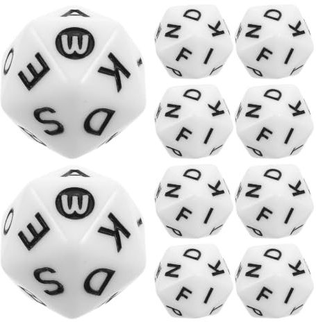 Didiseaon 40 dés à Mots pour Jeux, dés à 20 Faces avec Lettres de l'alphabet, Acrylique Blanc, 40PCS, Jeux éducatifs Portables pour Enfants, Apprentissage des Langues
