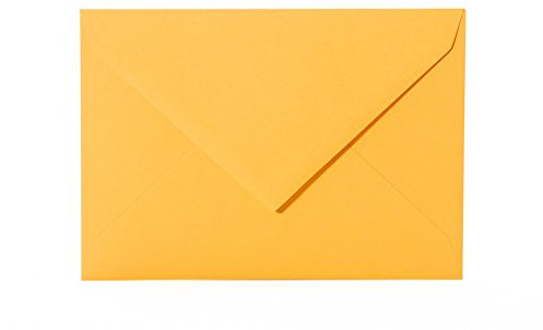 Paper24 25 Umschläge B6 feuchtklebend 120 g/qm, Briefumschläge 12,5 x 17,5 cm für Hochzeit, Geburtstag, zum Basteln in der Farbe Gelb-Orange