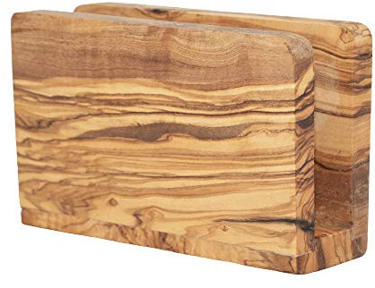 Hochwertiger Serviettenhalter aus nachhaltigem Olivenholz von NATUREHOME – Exklusiver, langlebiger und umweltfreundlicher Serviettenspender Holz stehend 16 x 10 x 5 cm