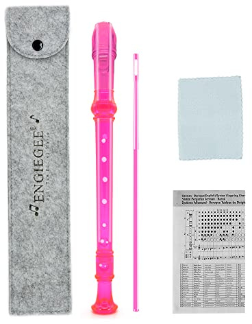 8-Hole Soprano Recorder for Kids – Transparent Pink School Flute