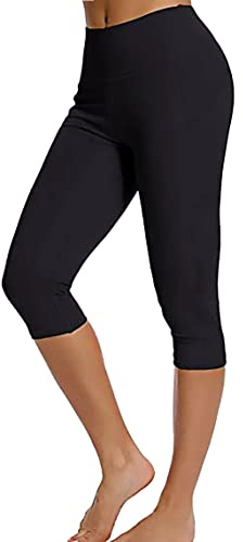 MCA Leggings 3/4 Pantaloni Capri Donna Made in Italy (Nero, M)