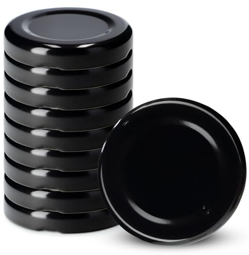 KADAX 10er Set Schraubdeckel TO43 für Gläser 43mm Schwarz – Twist-Off Ersatzdeckel für 40ml Mini Gläser & Probiergläser, Luftdicht & Spülmaschinenfest