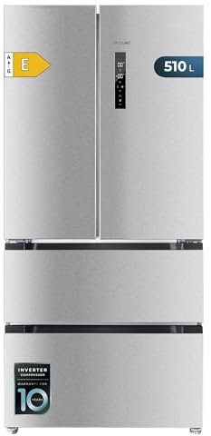 Cecotec Refrigerator French Door Stainless Steel 510 L Bolero CoolMarket FD 510 Inox E. 183 cm High, 84 cm Wide, Motor Inverter Plus, Fast Cooling and Fast Freezing, MultiAirFlow, Total NoFrost