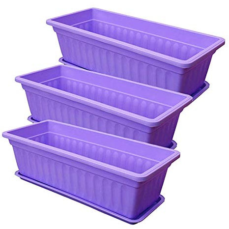 Yangyou Lot de 3 Pots de Fleurs Violettes en Plastique, Jardinière Extérieure pour Rebord de Fenêtre, Terrasse, Jardin, Décoration d'Intérieur, Porche