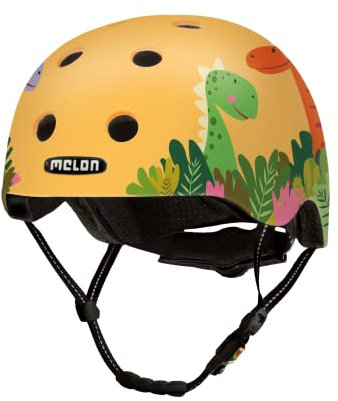 Melon »Big Bronto« Leichter und Cooler Kinderfahrradhelm für Jungen und Mädchen mit maximalem Schutz Größe XXS-S (46-52cm) Gelb Dinosaurier