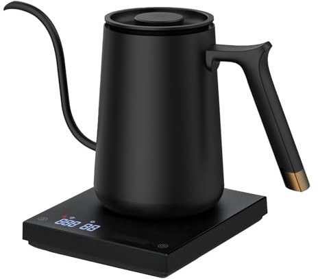 TIMEMORE Electric Gooseneck Kettle with Temperature Control BPA Free Stainless Steel Tea Kettle Automatic Shut Off for Coffee, Tea, 600ml, Matt Black