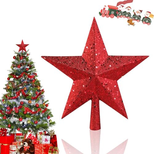 SPERMUOY Étoile de Noël 20cm pour Sapin - Cimier Topper Arbre de Noël pour Décoration