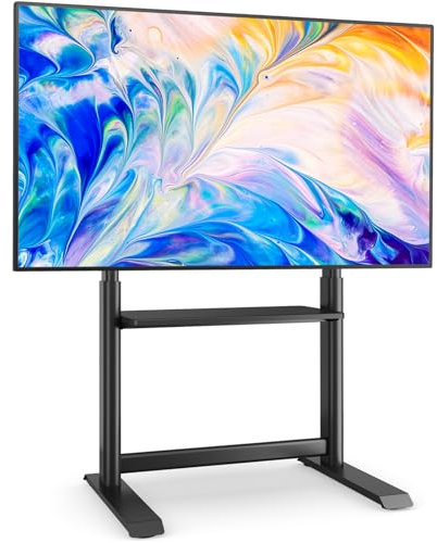 TVON Support TV Pied avec Étagère pour Téléviseur de 60-86 Pouce Ecran LED LCD Plasma,Noir Support Télé sur Pied Réglable en Hauteur Pied TV Jusqu 'à 68 kg, Max. VESA 800x600mm