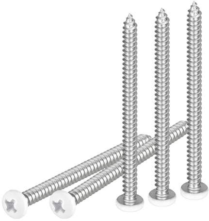 DTGN #8x2-1/2 White Screws 15Pack - 304 Stainless Steel Pan Head Phillips Sheet Metal Screw Self-Tapping Screw Wood Screws