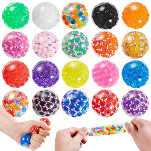 HOUT 20 Stück Mitgebsel Kindergeburtstag Squishy Stressball - Anti Stress Bälle Kindergeburtstag Gastgeschenke - Antistressbälle für Kinder Erwachsene - Kleine Geschenke für Kinder (A)