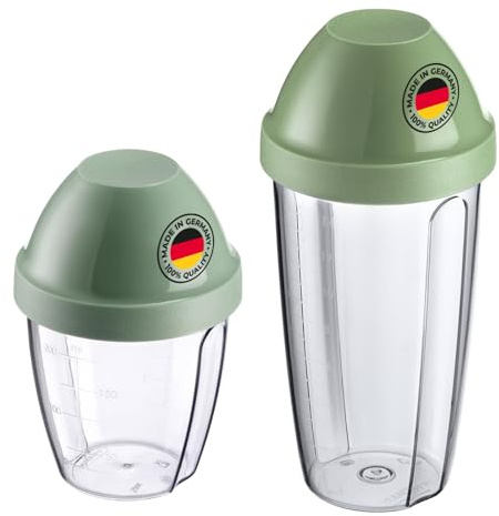 Westmark 2 Tazze/Shaker per Miscelare e Agitare con Disco di Miscelazione Removibile – Capacità 1x 0,5 l e 1x 0,25 l, plastica, no BPA – Trasparente/verde menta, 309022E6