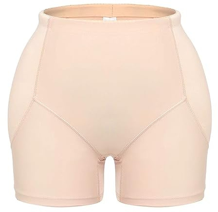 Women Waist Underwear Hip Enhancer Pads Control Firm Control Shapewear Thigh Slimmer Shapewear Padded Ladies High Waist Woman Underwear Pants Cotton (Beige, M)