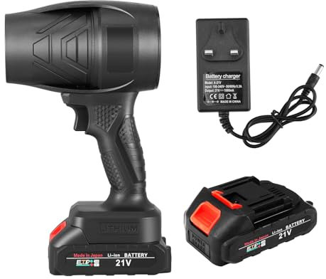 Small Cordless Leaf Blower, 38000RPM High-Power Blower, Stepless speed change, 1 * 21V Battery & 1 Fast Charge, Handheld Electric Blower for Home Cleaning Leaf Blowing, Car, Garden (Black)