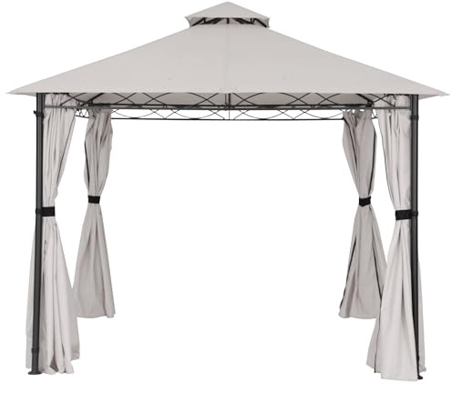 FAB BASED paviljong vattentät stabil vintersäker, trädgårdspaviljong, presenning trädgårdspaviljong, metallram paviljong, uteplats gazebo (ljusgrå, 3 x 3 m)