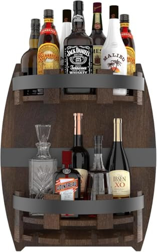 WYJREES Whiskey Barrel Rack,Vintage Wall Mounted Wine Rack