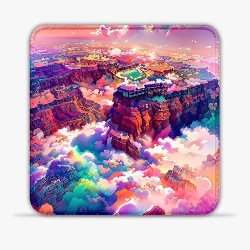 LJSPTU Gaming Mouse Pad Morning Walk Portable 20x20cm SU Cloth Surface Stitched Edges Foldable Non-Slip Base 360° Smooth Tracking for Esports, Compact for Travel Gaming Setup