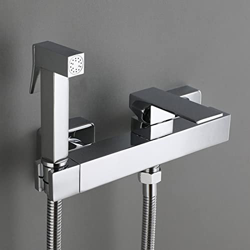 Kit de pulvérisateur de bidet mural pour toilettes Kit de pulvérisateur de robinet de fixation de bidet chromé pour toilettes Kit de pulvérisateur à main à bouton chaud et froid à poignée unique