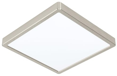 EGLO connect.z Smart-Home LED-badrumslampa Fueva 6-Z, 39 x 39 cm, ZigBee | app- och röststyrning via Alexa, ljusfärg (varmvitt-kallvitt), dimbar, taklampa för badrum i silver, IP44