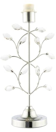 Happy Homewares Modern Tree Branch Designed Table Lamp Base in Plated Polished Chrome with Clear Glass Droplets | 1 x E27 11w | 42cm Height
