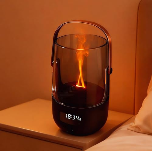 Mldnld Essential Oil Diffuser, 200ml Flame Diffuser Cool Mist Retro-Style Diffusers with LED Lights, Auto Shut-Off, Office Home Bedroom Decor