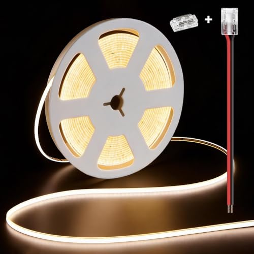 illuburg 24V Striscia LED COB Bianco Neutro 4000K 5m 400LED/m CRI90+ Dimmerabile Autoadesiva Banda Barra Strip Luminosa