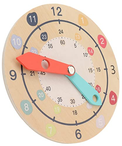 Picysa Children's Learning Clock, 3 Layers Interesting Educational Composite Wood 15x15cm, Cute Style Children's Teaching Clock for Toys
