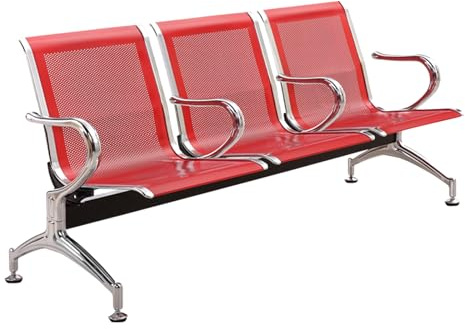 3-sits stål receptbänk med armstöd – väntrum stolar för kontor flygplats sjukhusbank – gästsittplatser 175 x 65 x 78 cm idealisk för affärsbruk