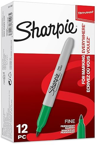 Sharpie Permanent Markers | Fine Point | Green | 12 Count