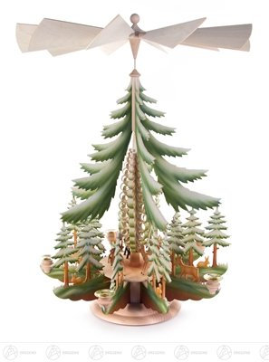 Rudolphs Schatzkiste Pyramid with deer largely, colored, for candles d=14mm broad x height of x depth 47 cmx71 cmx47 cm Erzgebirge table pyramid Christmas pyramid