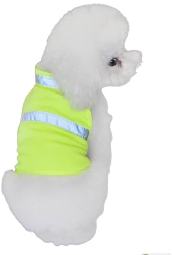 POPETPOP Dog Reflective Vest, High Visibility Dog Safety Service Vest, Adjustable Breathable Summer Clothes for Night Outdoor Hunting Walking (Fluorescent Yellow)