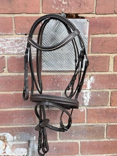 Countrypride PADDED COMFORT LEATHER BRIDLE DIAMANTE BROWBAND WITH SOFT REINS BLACK/CLEAR (Brown, Shetland)