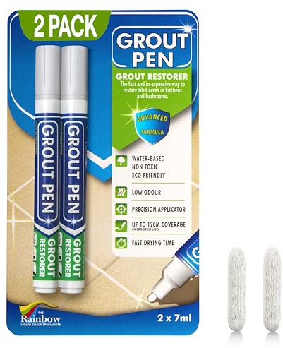 Paquete doble (gris claro) Grout Pen - Diseñado para restaurar lechada de baldosas en baños y cocinas