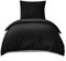RUIKASI Bettwäsche 155x220 2teilig Schwarz - Polyester Mikrofaser Bettwäsche-Sets Oeko-TEX, Bettbezüge 155 x 220cm + Kissenbezüge 80x80cm mit Reißverschluss, Weich und Bügelfrei