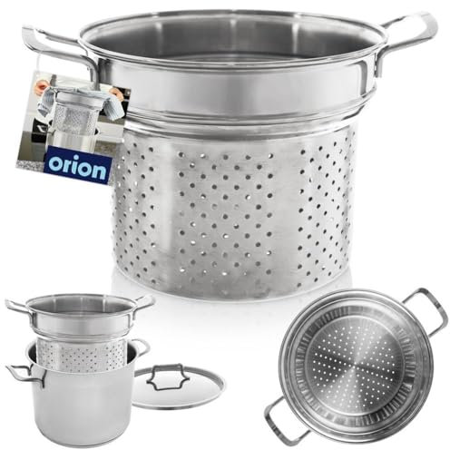 ANETT Nudelkoch-Einsatz 8 L Edelstahl 24 cm Silber ohne Deckel mit 8 kg Fassungsvermögen und 769 g Gewicht