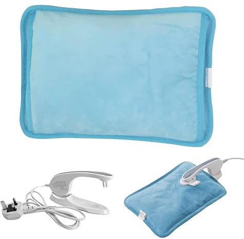 ADEPTNA Comfy Rechargeable Electric Hot Water Bottle with Hand Warmer Pouch - Easy Plug-in with Overheat Protection and Energy Efficiency (Blue)