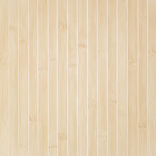 VEELIKE Natural Bamboo Wallpaper Peel and Stick Wood Contact Paper for Countertops Wall Ceiling Waterproof Slat Wallpaper 15.7''x118'' Removable Self Adhesive Bamboo Contact Paper for Bedroom Bathroom