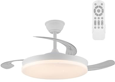 wonderlamp Ventilador LED aspas plegables Covery Evo Led 72W con Memoria de encendido, APP, Mando a distancia CCT 3000-4000-6000K, Intensidad Regulable, Silencioso. Efecto brillo estrellas