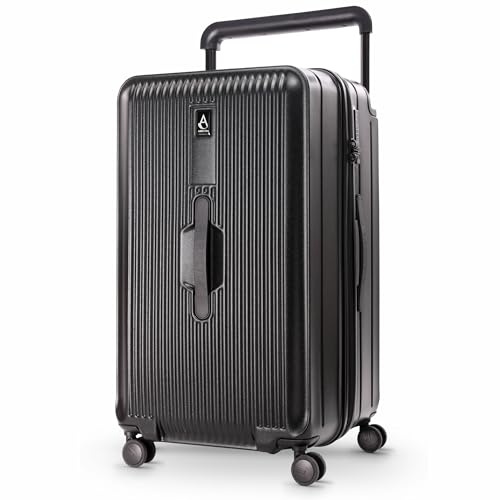 Aerolite M-Lite Großer Premium-Reisekoffer (112 l) zum Aufgeben Gepäck mit 4 + 1 leisen Rollen, Hartschale aus Polypropylen, wasserdichter Tasche, faltbaren Trennwänden und TSA-Schloss, Schwarz