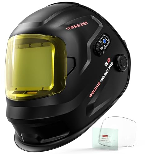 YESWELDER Intelligent Auto-Shade Auto-Darkening Welding Helmet, Large View with Internal Digital Display, True Color 1/1/1/1, Memory & Gradient Wide Shade 3/4-8/9-14 for MIG/TIG/Stick/Tack/Grind/Cut