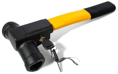 Catekro Cepo antirrobo para volante, resistente bloqueo de volante para antirrobo, inmovilizador ajustable, candado para volante de autocaravana, coche, SUV, camión, con 2 llaves, irrompible