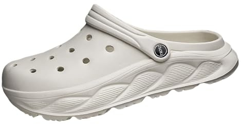 2026 Hombres Zapatos Agujeros Medio Dedos Transpirables Baotou Drag Al aire libre Vestir Zapatos de playa Sandalias Sandalias Zapatos de arrastre, Blanco, 39 EU