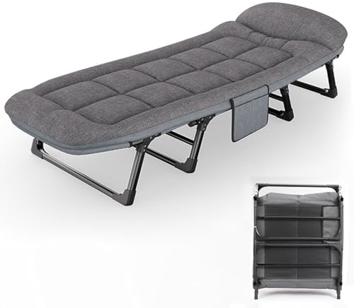 Campingsäng, hopfällbar spjälsäng for vuxna med inbyggd madrass och kudde, bärbar utomhussäng, lätt tältsäng for camping och resor(60 * 180)