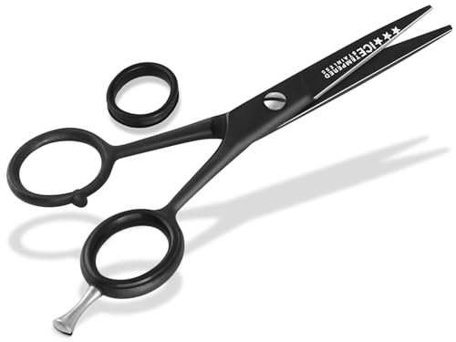 Herren Schere Bartschere Mikroverzahnung ICE-Tempered 12.7 cm Schwarz Edelstahl