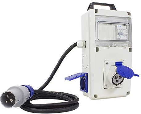 POLY POOL - PP0729 Quadro Elettrico di Distribuzione IEC309 230V - Quadro Elettrico Esterno 2 Prese Civili 1 Presa CEE + Spina CEE 16A 2P - Quadro Elettrico con Interruttore Magnetotermico - Cavo 2m