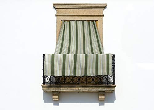 SOFFICIOSO Tenda da Sole per Esterni con Anelli per Terrazzo Modello Riga Fine 145x300 Verde